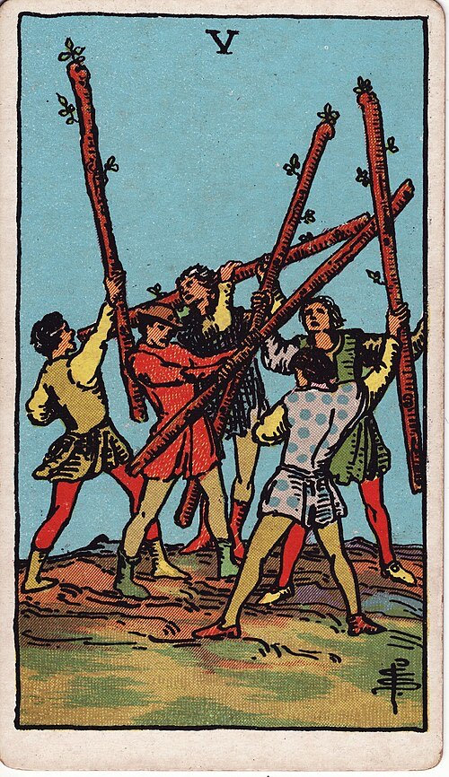 Five of Wands, Rider-Waite-Smith tarot card