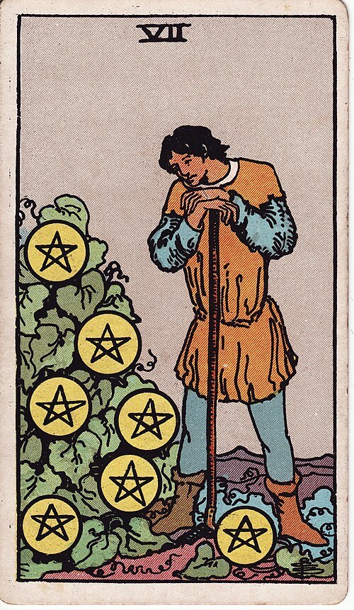 Seven of Pentacles, Rider-Waite-Smith tarot card